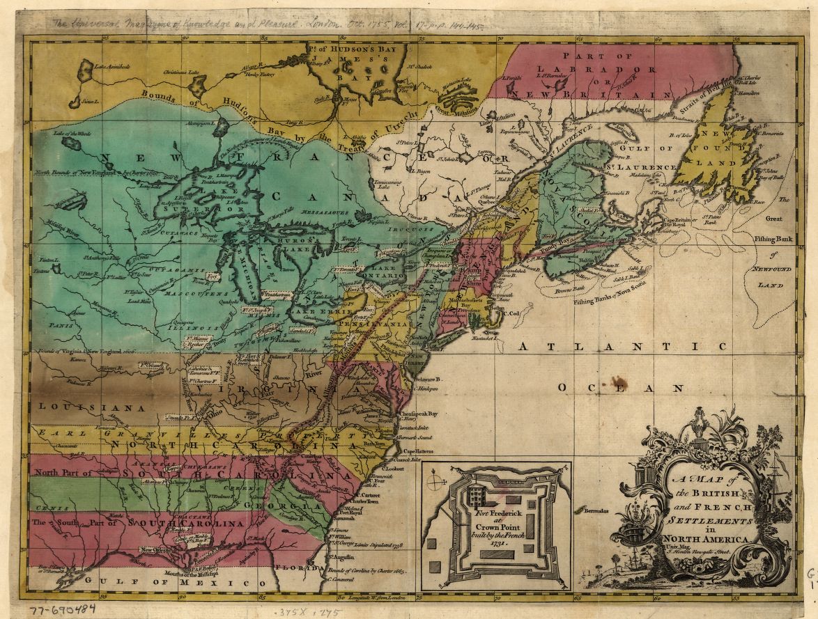 A Map of the British and French settlements in North America. [London] J. Hinton [1755] @Library of Congress